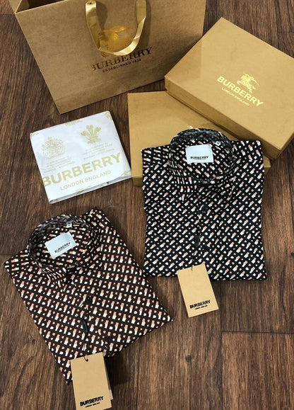 BURBERRY || All Over TB Logo Printed Cotton Shirt - FASHION MYST 