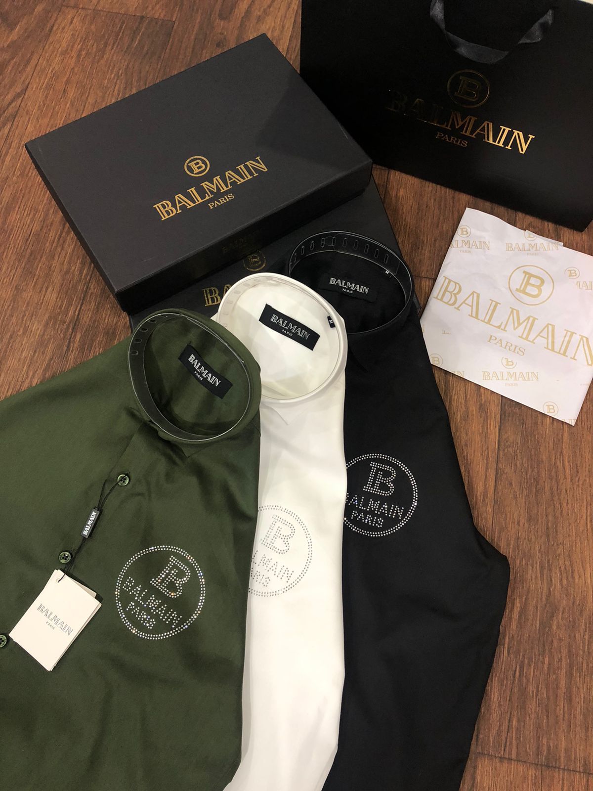 BALMAIN || Swarovski B-Logo Luxury Shirt - FASHION MYST 