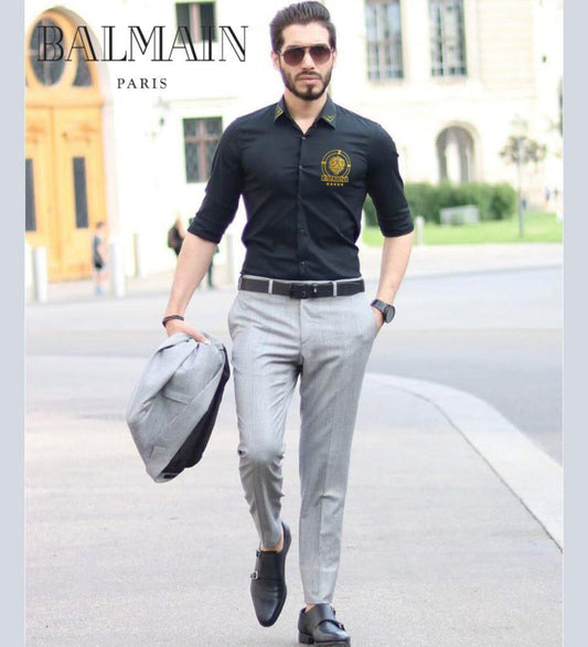 BALMAIN || Luxury Embossed Golden Lion Logo Shirt - FASHION MYST 