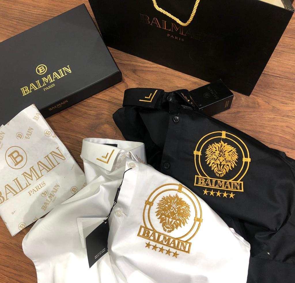 BALMAIN || Luxury Embossed Golden Lion Logo Shirt - FASHION MYST 