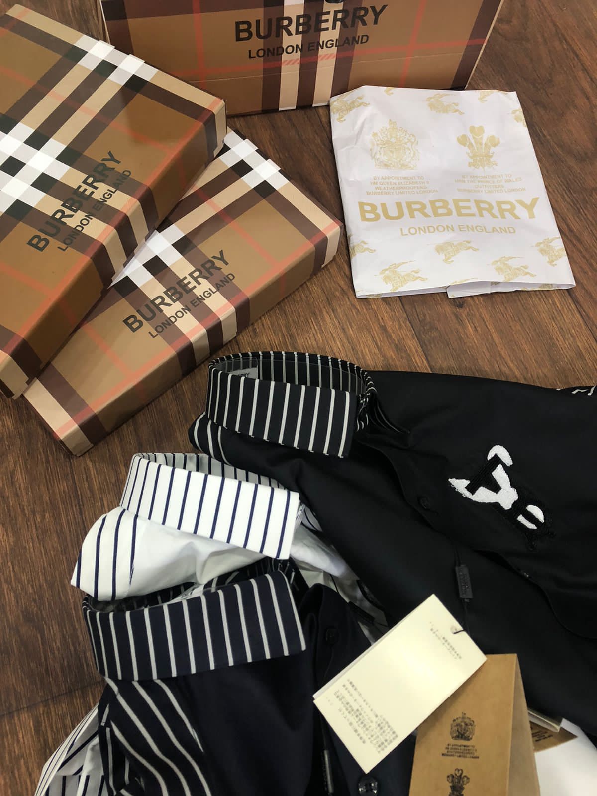 BURBERRY || TB Logo Printed Striped Designer Shirt - FASHION MYST 