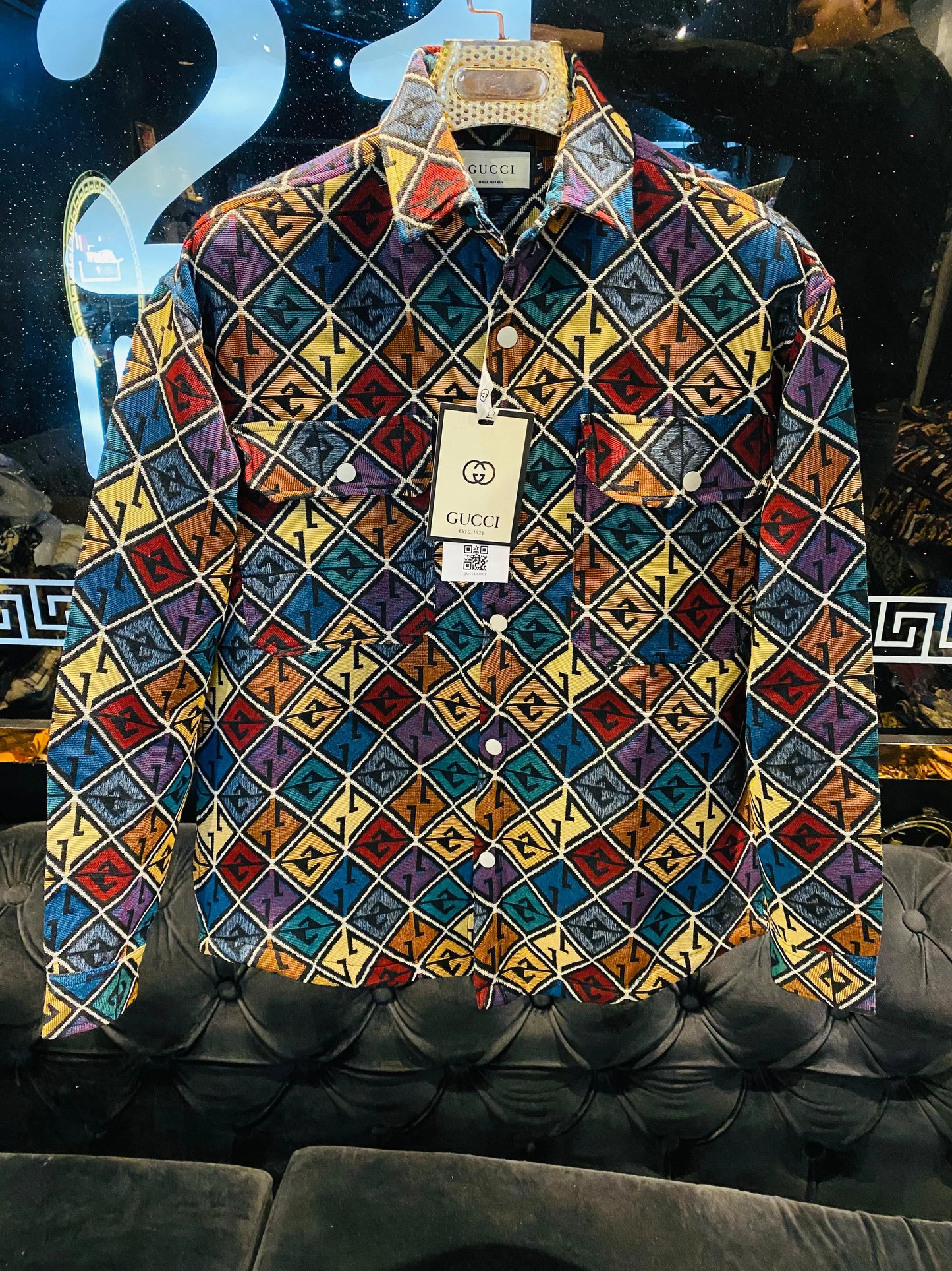 GUCCI || MONOGRAM PRINT TICH BUTTON SHACKET SHIRTS FOR MEN - FASHION MYST 