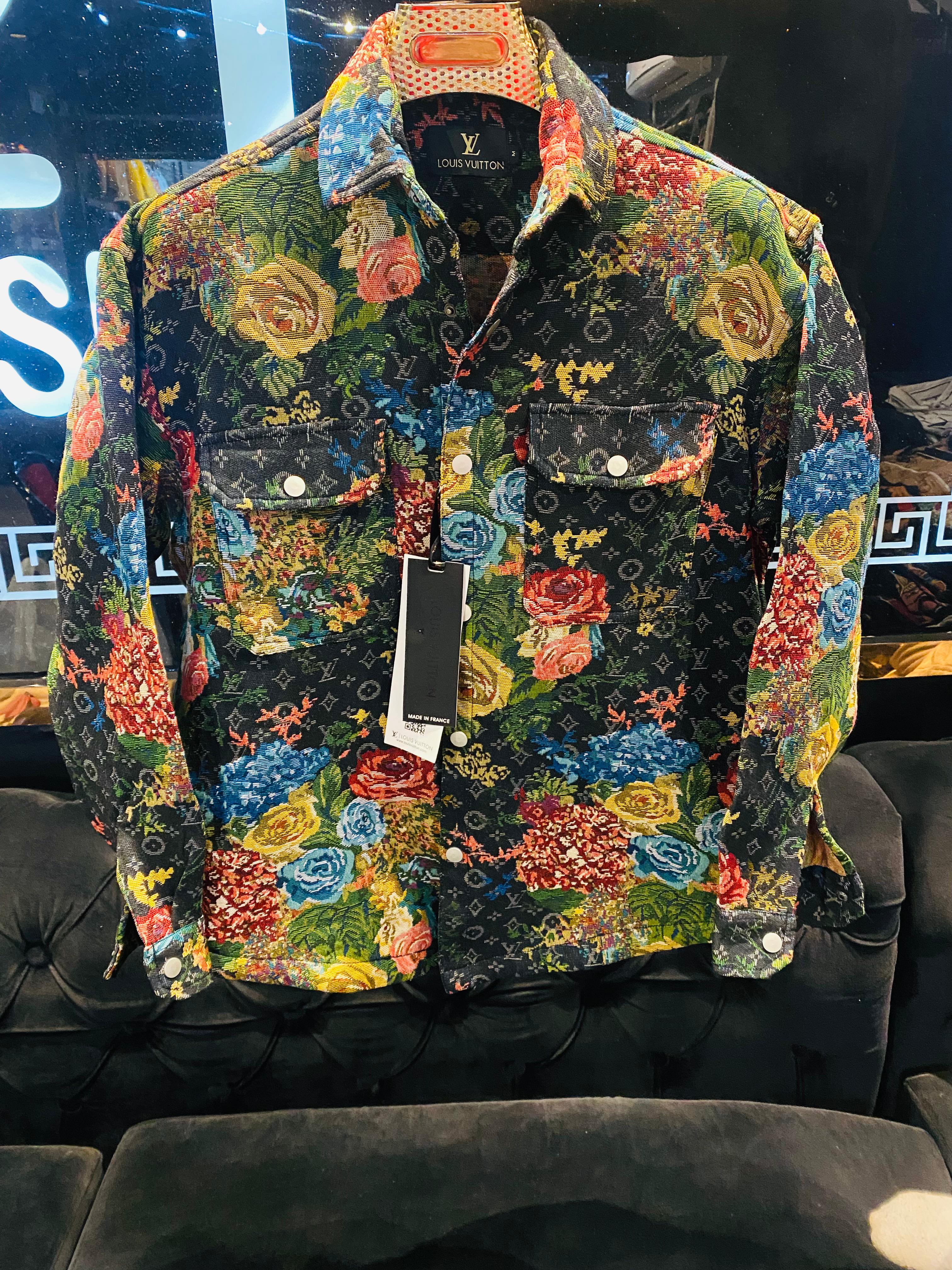Buy Louis Vuitton Monogram Print Tich Button Shacket Shirt For Men ...