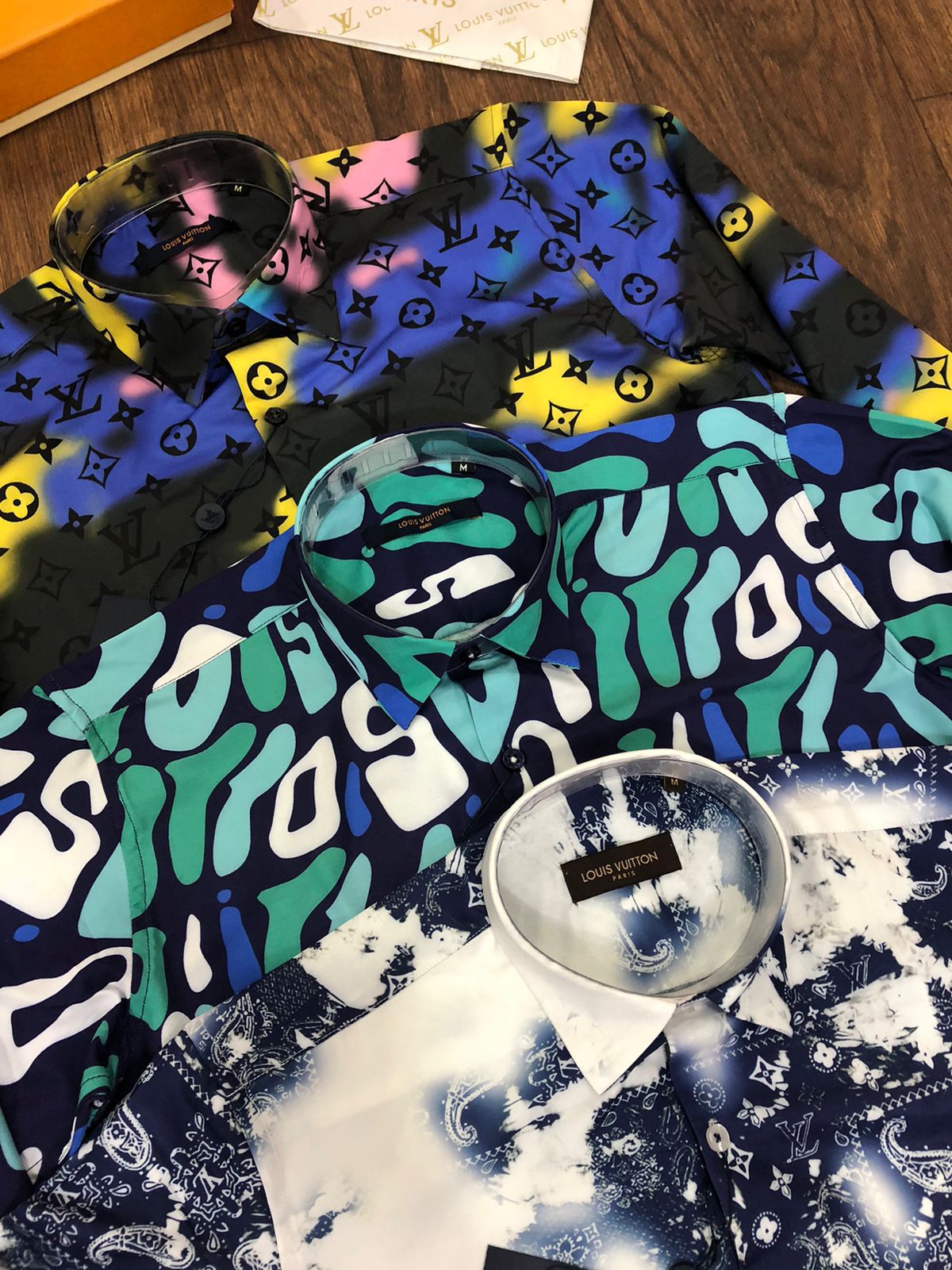 LOUIS VUITTON || Men LV Logo Long-sleeved Printed Cotton Shirt