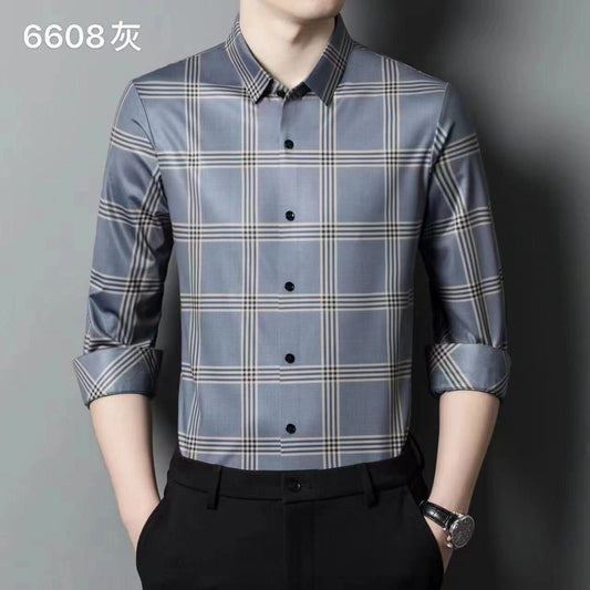 Premium Silk Satan Checked Shirt with Spread Collar - FASHION MYST 