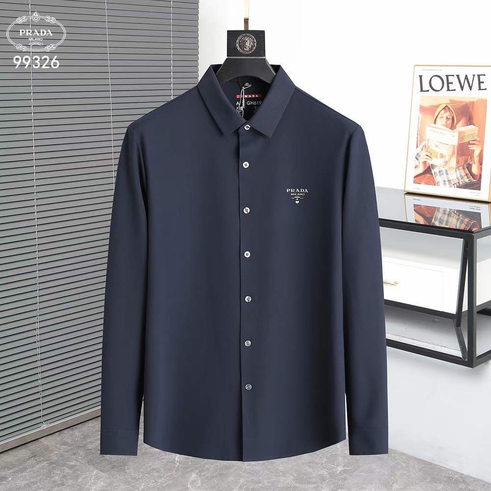 prada men's dress shirts Prada Re-Nylon shirt Blue - Men