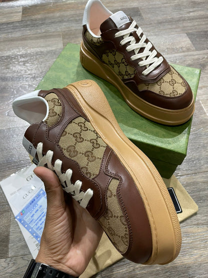 GUCCI || Mens Gucci brown Original GG Monogram Sneakers - FASHION MYST 