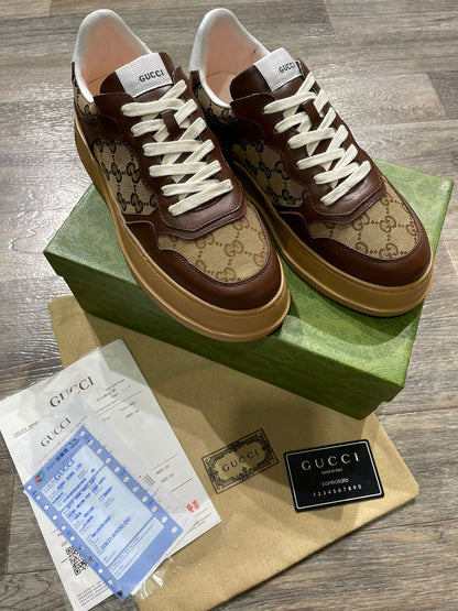 GUCCI || Mens Gucci brown Original GG Monogram Sneakers - FASHION MYST 