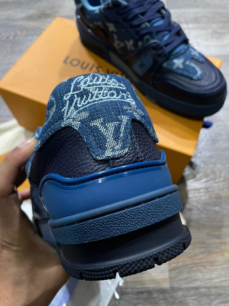 LOUIS VUITTON || Men's 9 US Nigo X Virgil Blue Monogram Denim Trainer Sneaker - FASHION MYST 