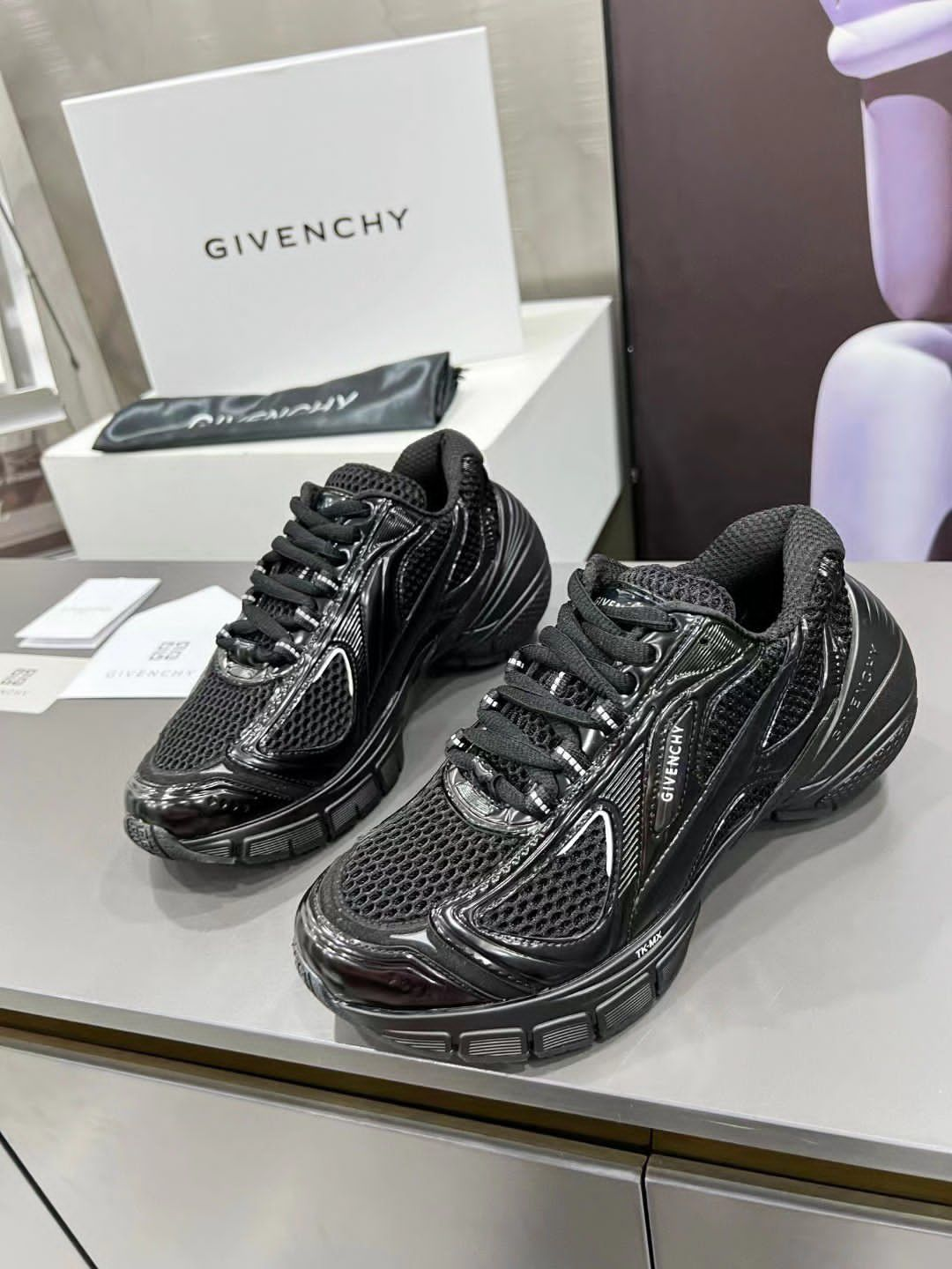 GIVENCHY | Tk-MX Runner Black Sneakers In Mesh And Synthetic Leather - FASHION MYST 