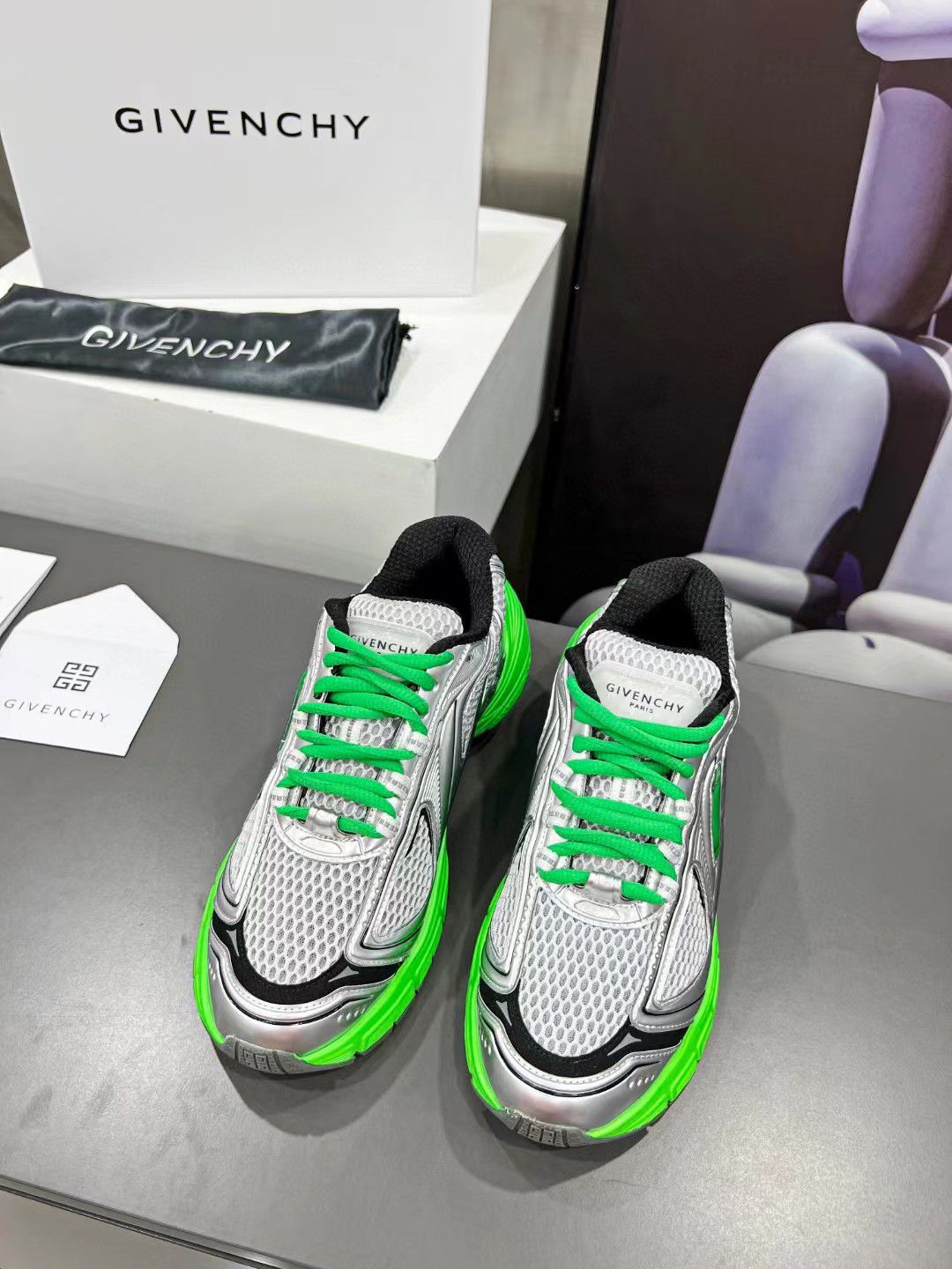 GIVENCHY || TK-MX Runner Green Polyurethane Mesh Sneakers - FASHION MYST 