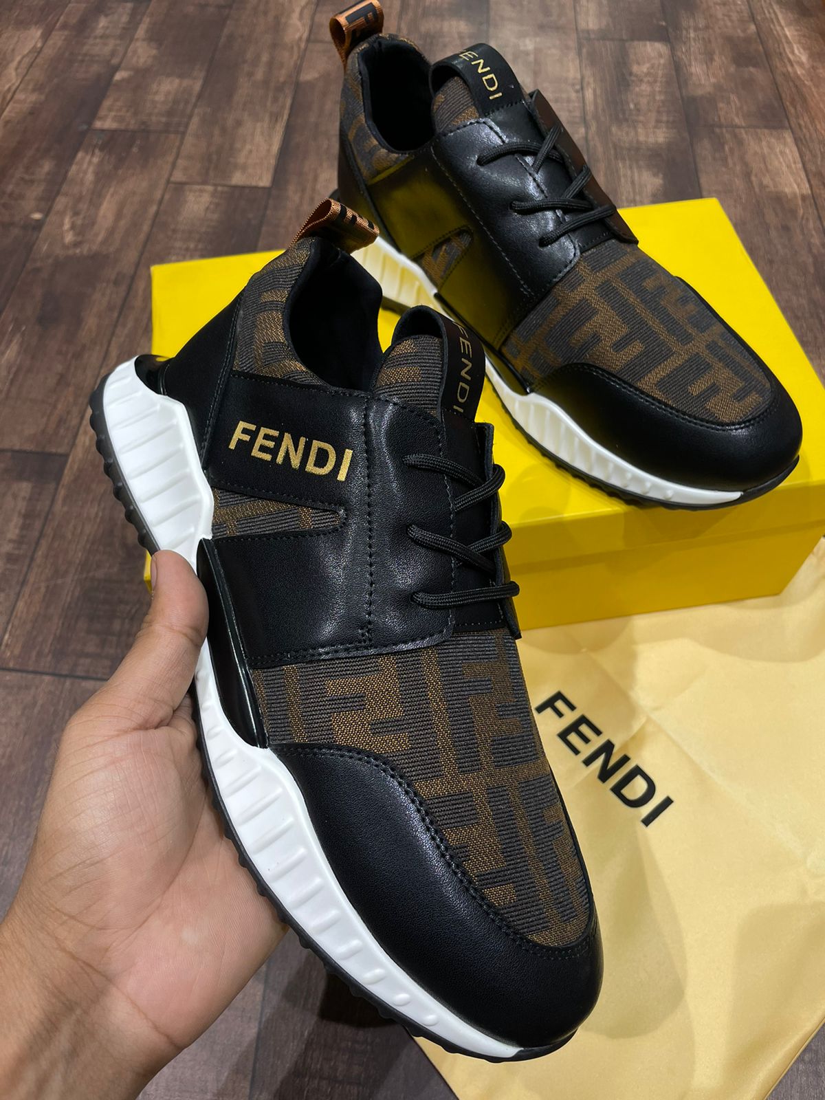 FENDI || Fendi Brown Lace Up Sneakers For Men - FASHION MYST 