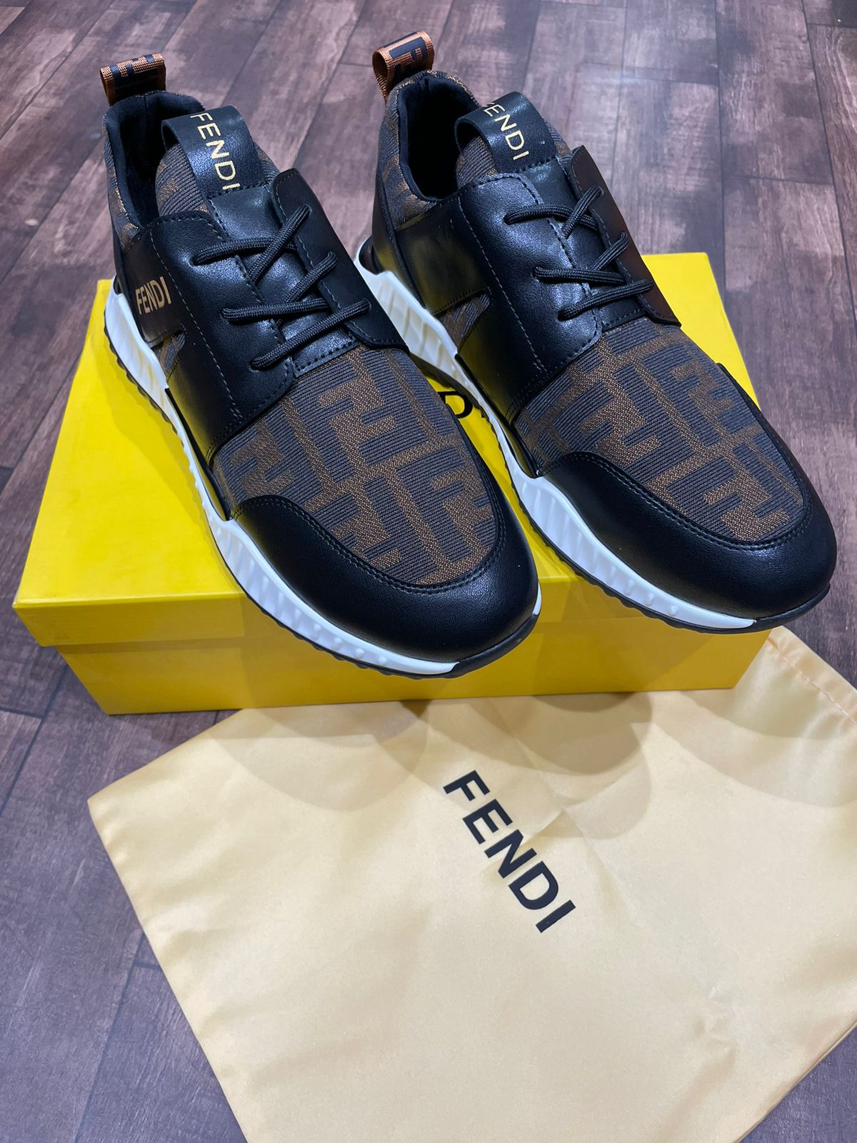 FENDI || Fendi Brown Lace Up Sneakers For Men - FASHION MYST 