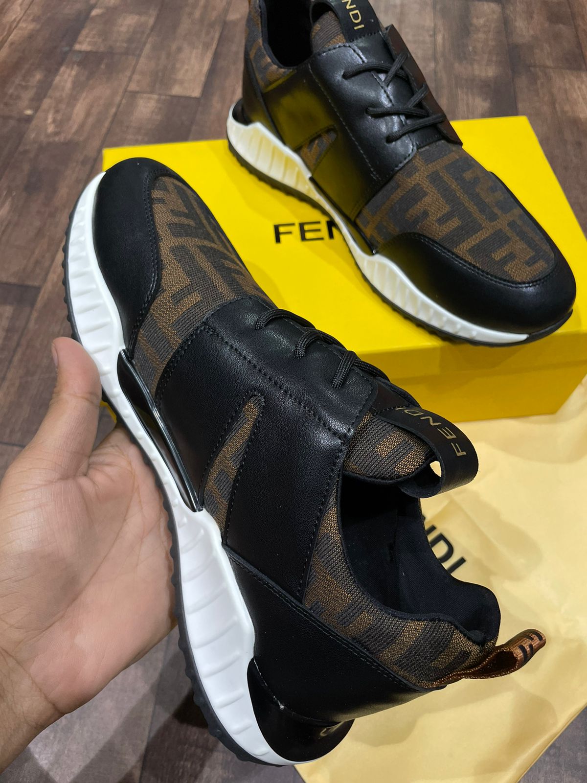 FENDI || Fendi Brown Lace Up Sneakers For Men - FASHION MYST 