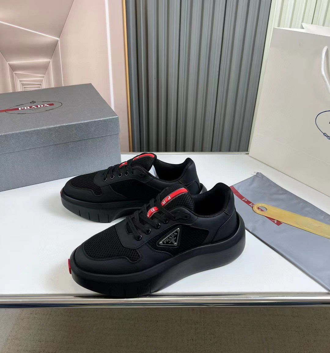 PRADA || Black Prada America’s Cup Sneaker - FASHION MYST 