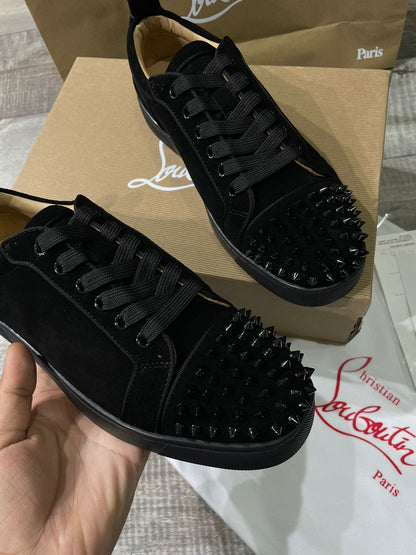 Lou Spikes Orlato Studded Leather and Mesh Sneakers - FASHION MYST 