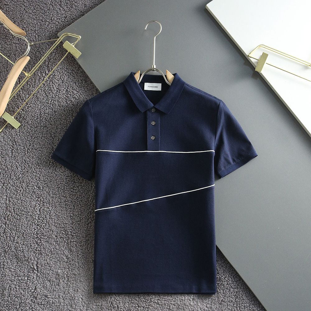 FERRAGAMO || Contrasting Piping Polo T-Shirt In Cotton Jersey - FASHION MYST 