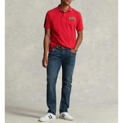 Polo Ralph Lauren || Men Red Custom Slim Fit Triple-Pony Polo - FASHION MYST 