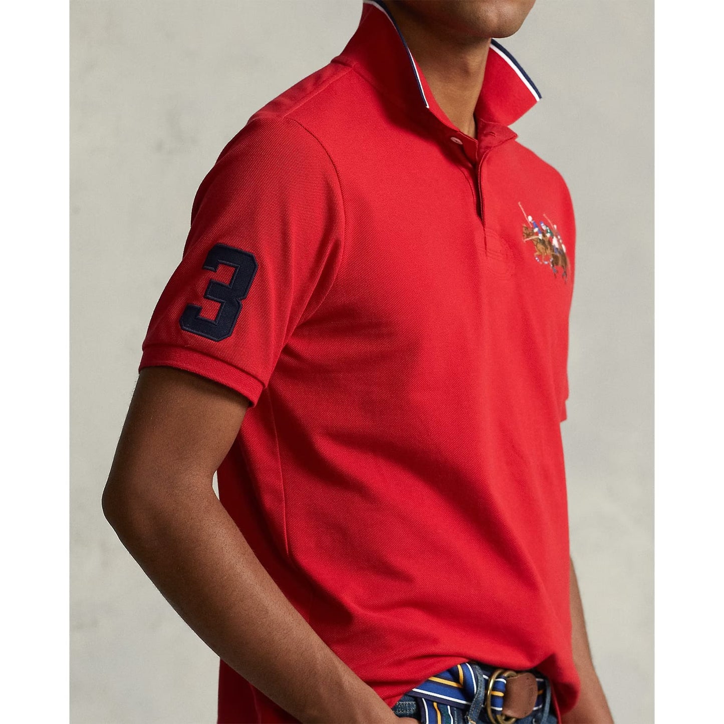 Polo Ralph Lauren || Men Red Custom Slim Fit Triple-Pony Polo - FASHION MYST 