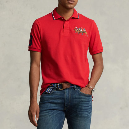 Polo Ralph Lauren || Men Red Custom Slim Fit Triple-Pony Polo - FASHION MYST 