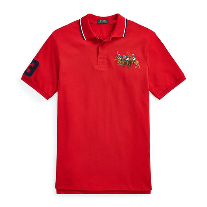 Polo Ralph Lauren || Men Red Custom Slim Fit Triple-Pony Polo - FASHION MYST 