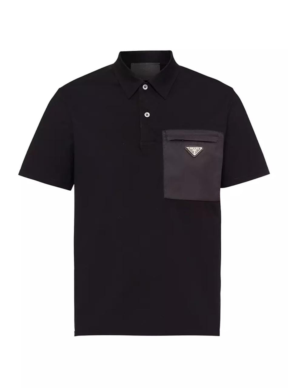 PRADA || Men's Stretch Cotton Polo Shirt With Nylon Details - FASHION MYST 