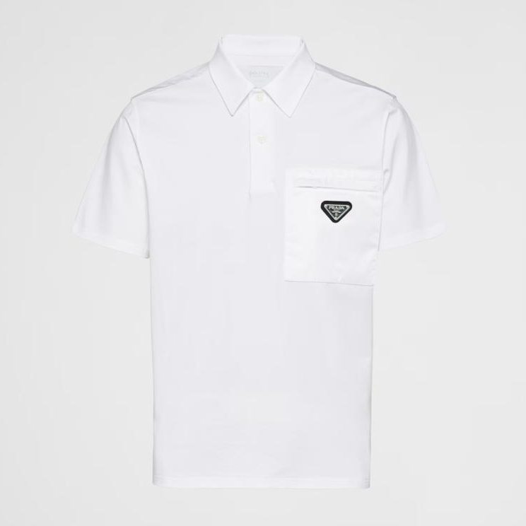 PRADA Men s Stretch Cotton Polo Shirt With Nylon Details FASHION MYST