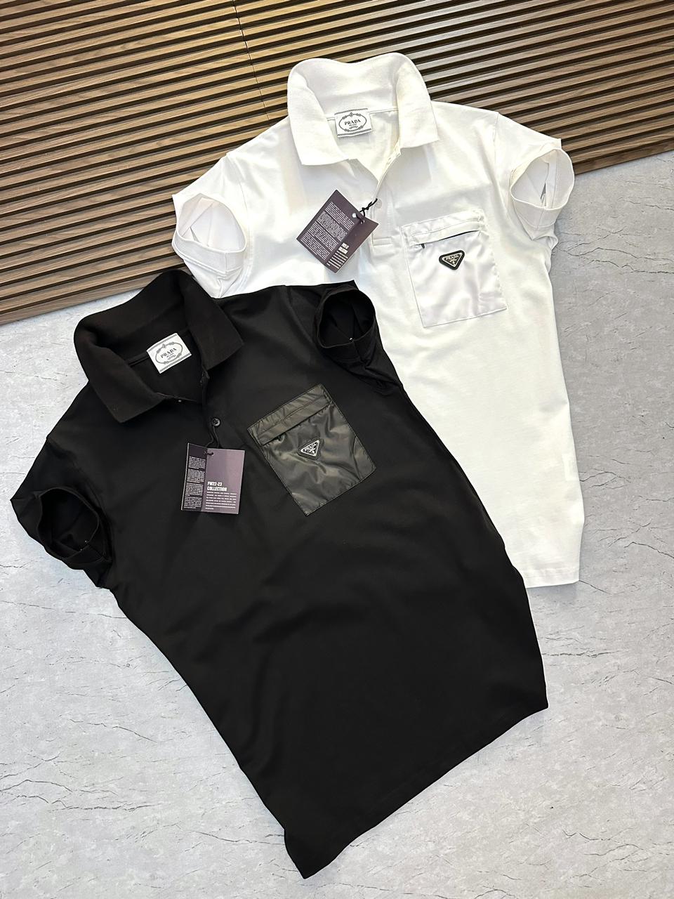 PRADA Men s Stretch Cotton Polo Shirt With Nylon Details FASHION MYST