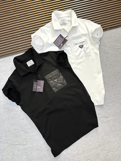 PRADA || Men's Stretch Cotton Polo Shirt With Nylon Details - FASHION MYST 