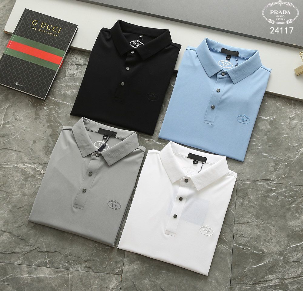 PRADA || Mercerized Piqué Polo Shirt With Chevron Trim - FASHION MYST 