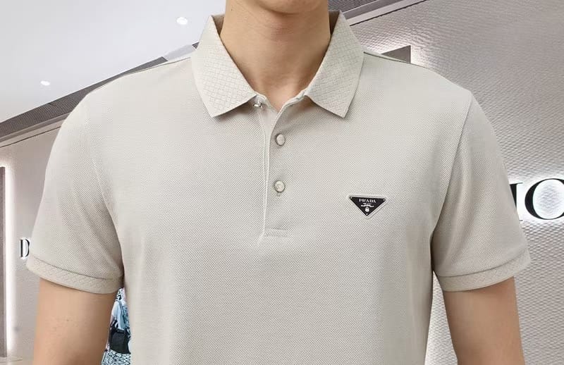 PRADA || Mercerized Piqué Polo T-Shirt With Chevron Trim - FASHION MYST 