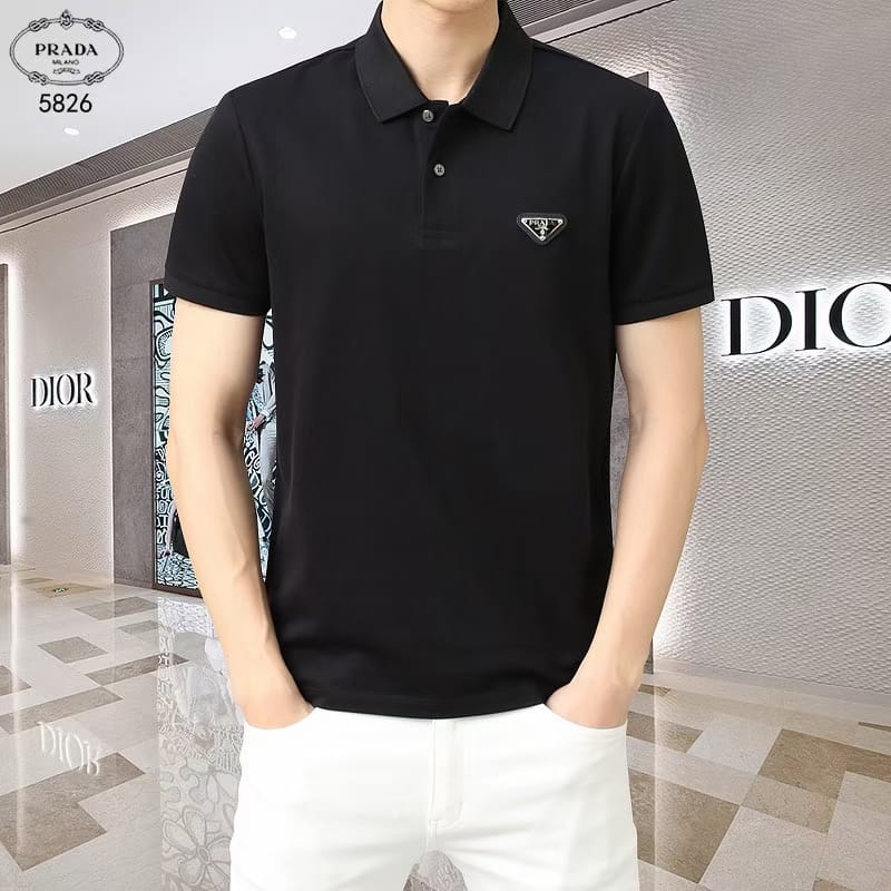 トップス PRADA polo shirt Buy Prada Men's Cotton Piqué Short Sleeve Slim Fit Polo Shirt