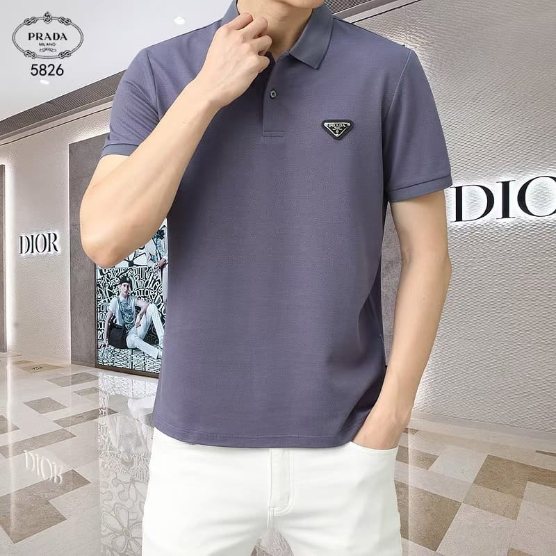 トップス PRADA polo shirt Buy Prada Men's Cotton Piqué Short Sleeve Slim Fit Polo Shirt