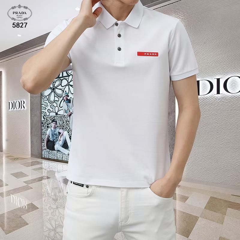 PRADA || Stretch Cotton Polo T-Shirt With Embroidered Logo - FASHION MYST 