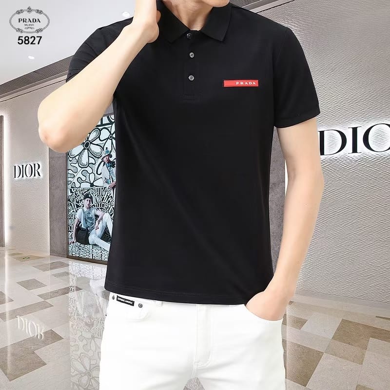 PRADA || Stretch Cotton Polo T-Shirt With Embroidered Logo - FASHION MYST 