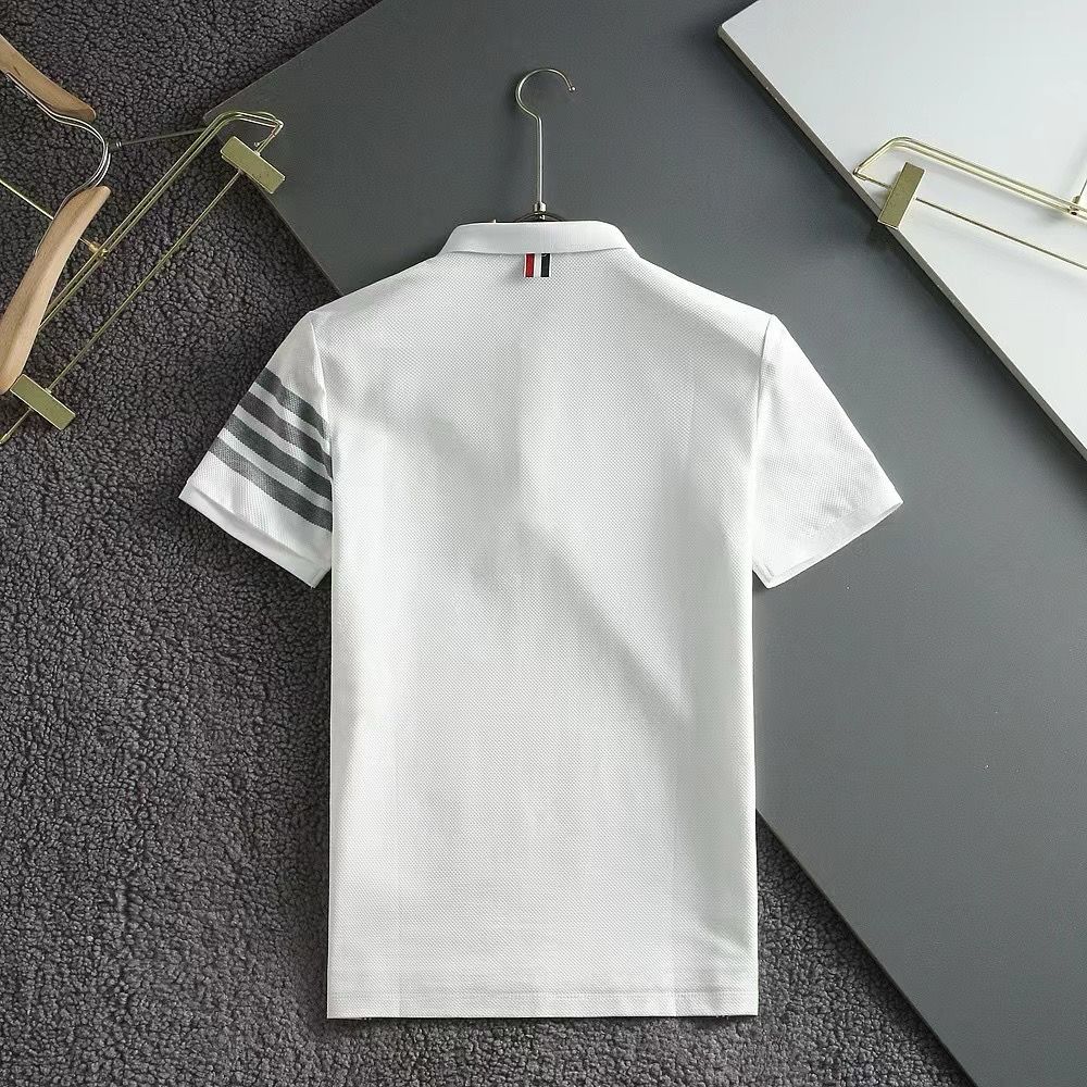 THOM BROWNE || Embroidered-Logo Polo T-Shirt - FASHION MYST 