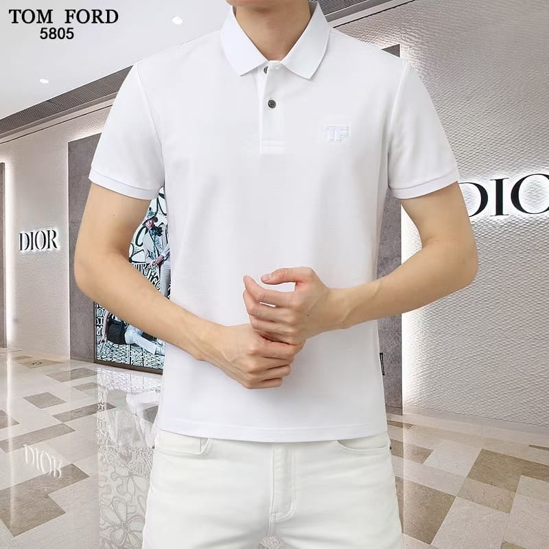 TOM FORD || TF Logo T-Shirts And Polos With Two Button Front Closure - FASHION MYST 