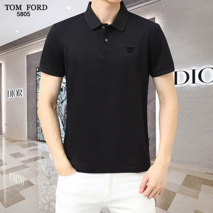 TOM FORD || TF Logo T-Shirts And Polos With Two Button Front Closure - FASHION MYST 