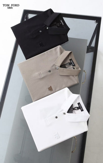 TOM FORD || TF Logo T-Shirts And Polos With Two Button Front Closure - FASHION MYST 