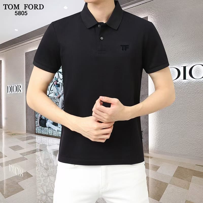 TOM FORD || TF Logo T-Shirts And Polos With Two Button Front Closure - FASHION MYST 