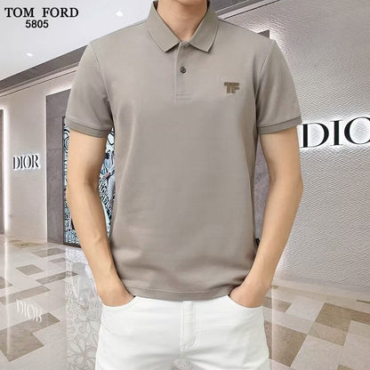 TOM FORD || TF Logo T-Shirts And Polos With Two Button Front Closure - FASHION MYST 