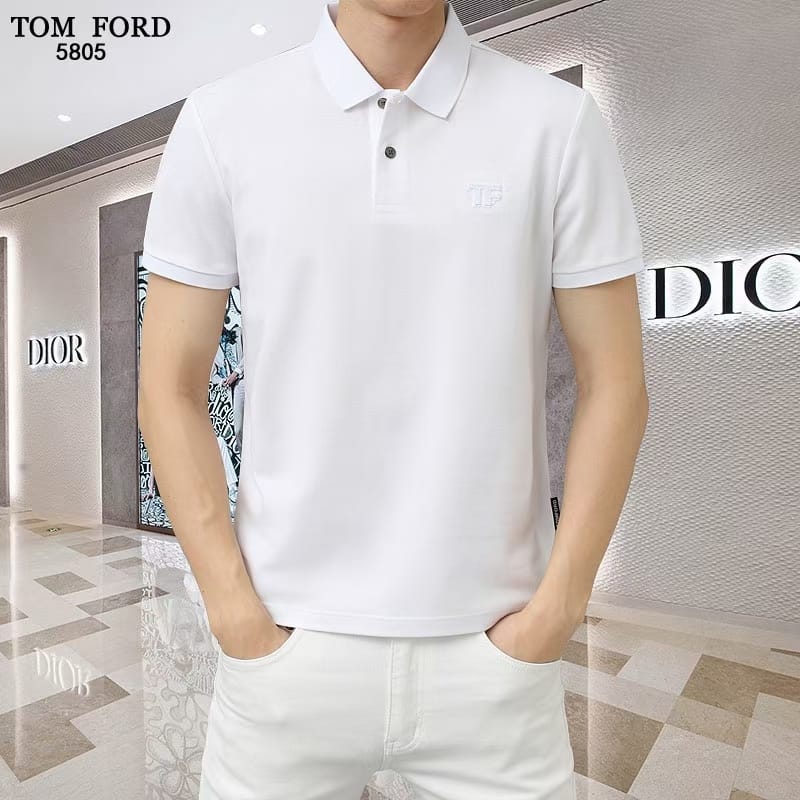 TOM FORD || TF Logo T-Shirts And Polos With Two Button Front Closure - FASHION MYST 