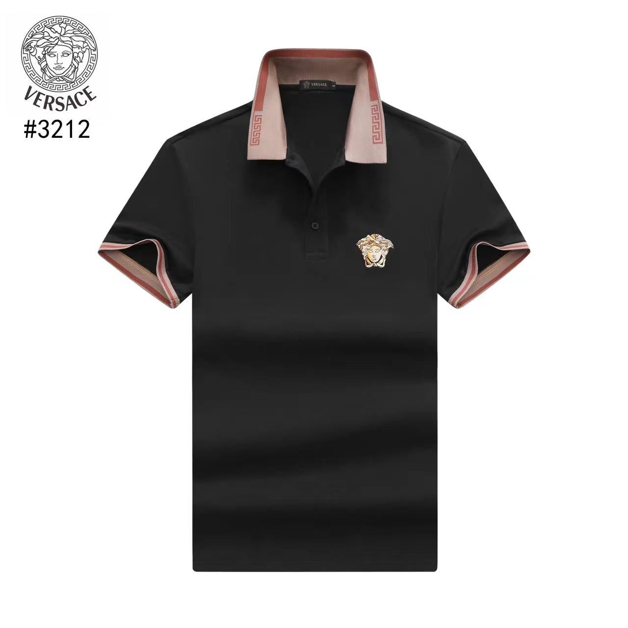 VERSACE || Men Coral Textured Cotton Polo T-Shirt - FASHION MYST 