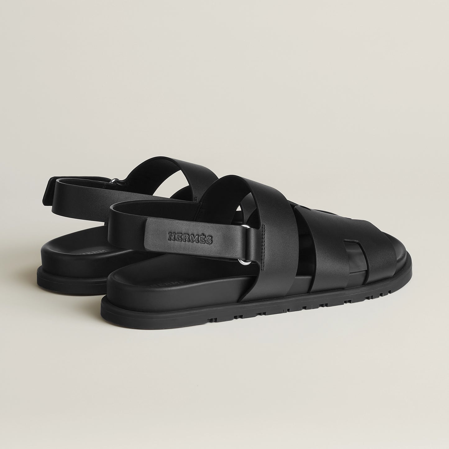 HERMES || Genius Sandal in Calfskin – Sleek Black Luxury Leather Men’s Sandal