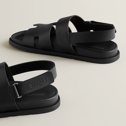 HERMES || Genius Sandal in Calfskin – Sleek Black Luxury Leather Men’s Sandal