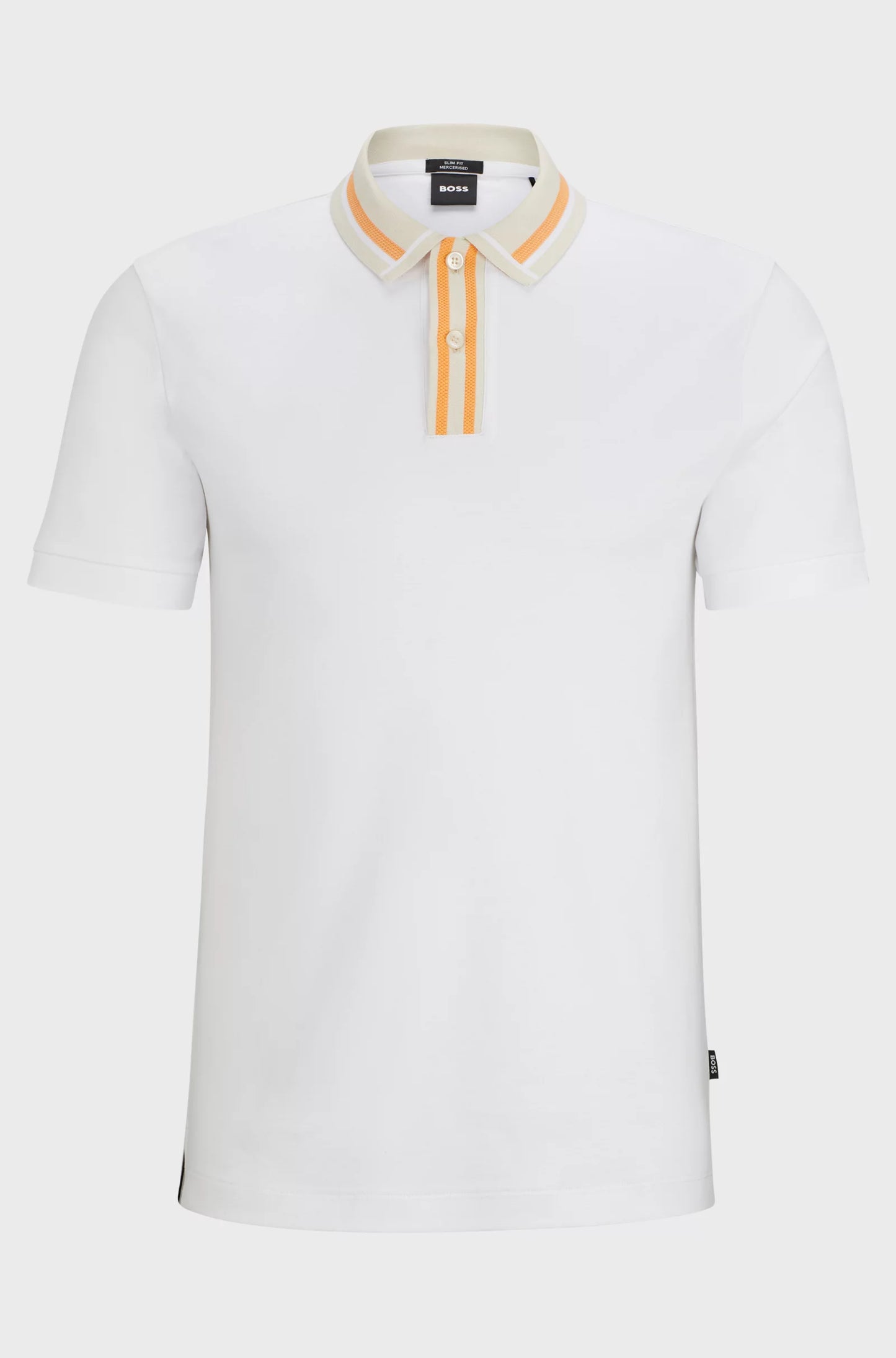 HUGO BOSS || Mercerised-Cotton Slim-Fit Polo T-Shirt With Contrast Stripes - FASHION MYST 