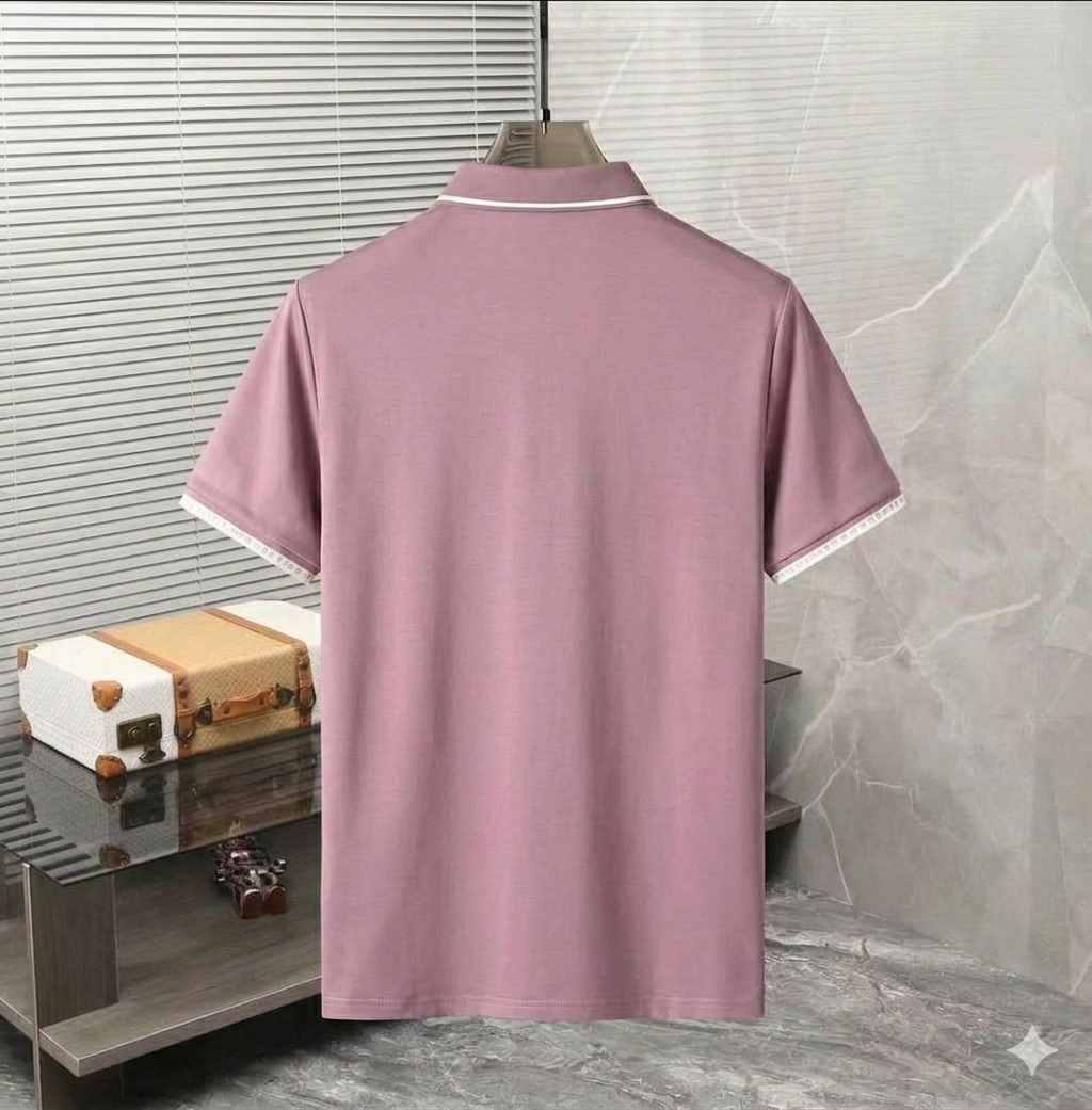 Pink printed t-shirt for men, back view
