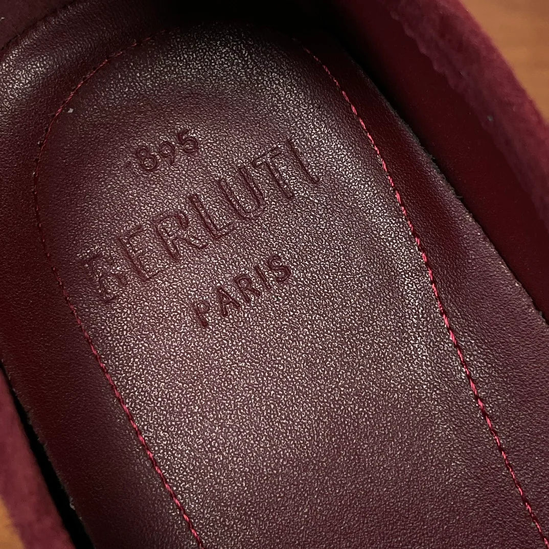 BERLUTI || Men's leather loafers Lorenzo Drive Camoscio / Wine