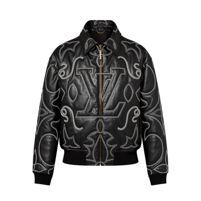 LOUIS VUITTON ||  Monogram Embroidered Leather Bomber Jacket