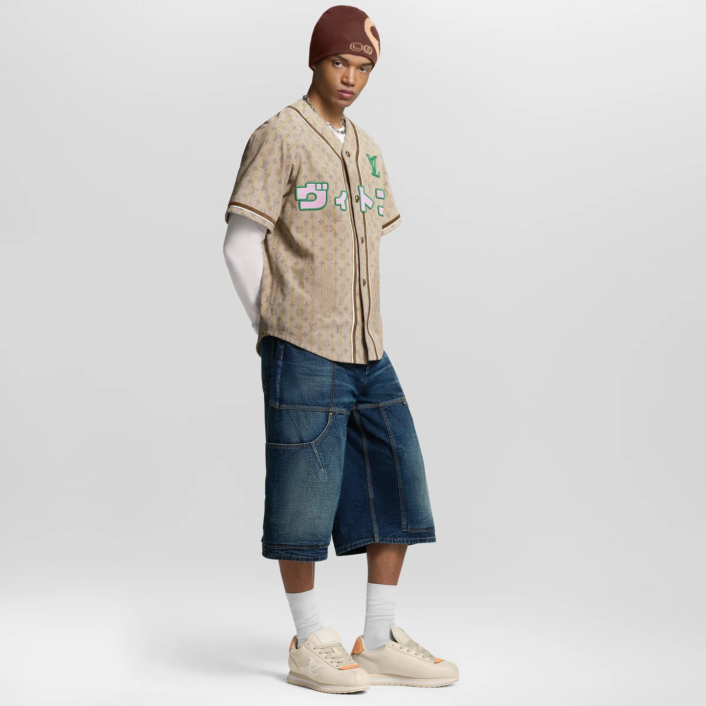 LOUIS VUITTON X TYLER || The Creator "Nairu" Sneakers – Beige & Ochre Monogram Runner